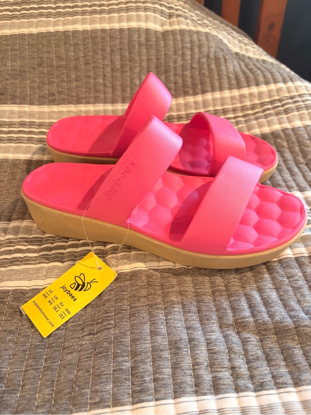 NWT Joybees Women's Size 8 Pink Dual-Strap Slide Sandals